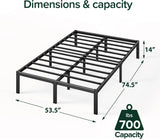 14 Inch Elias Metal Platform Bed Frame, Steel Support, No Box Spring Needed, Easy Assembly, Full