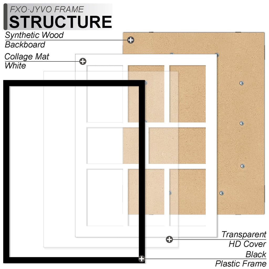 13x17 Collage Picture Frame for Wall Decor, 8-Opening for 4x6 Photo Frames