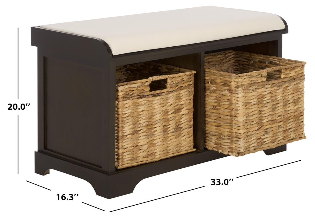 Freddy Wood Storage Bench, 33" Farmhouse Dark Chocolate