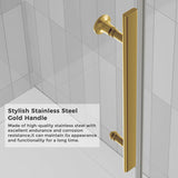 60.in W x 75.in Semi-Frameles Shower Door with Clear SGCC Tempered Glass and Easy Roller System，Gold Sliding Shower