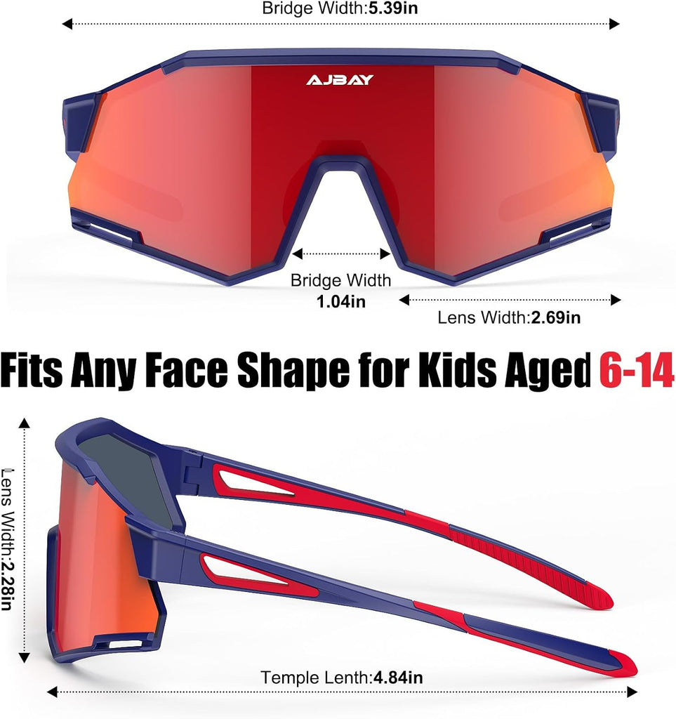 Polarized Kids Sunglasses, 21g Ultra-Light Youth Baseball Sunglasses