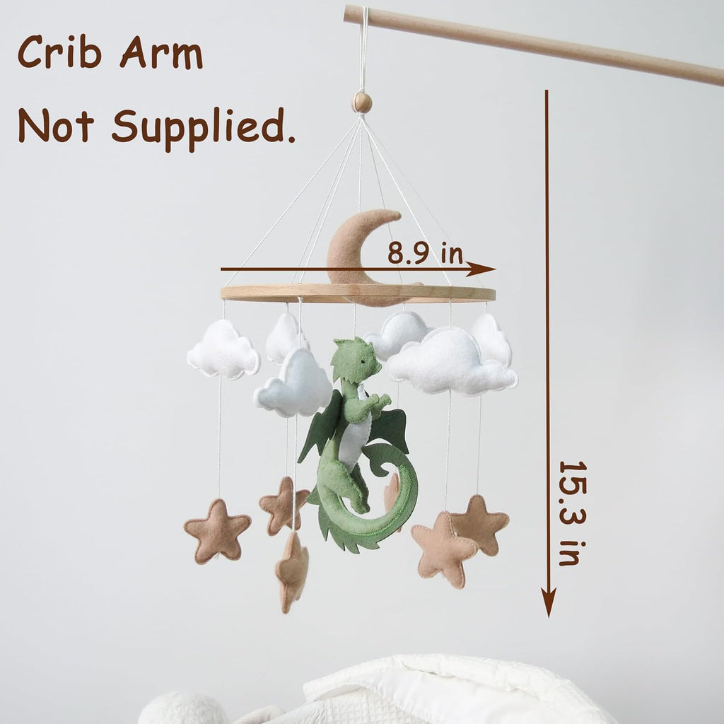 Dragon Mobile for Crib, Dragon Crib Mobile for Boys, Cloud Mobile for Crib, Neutral Baby Mobile for Crib Cloud