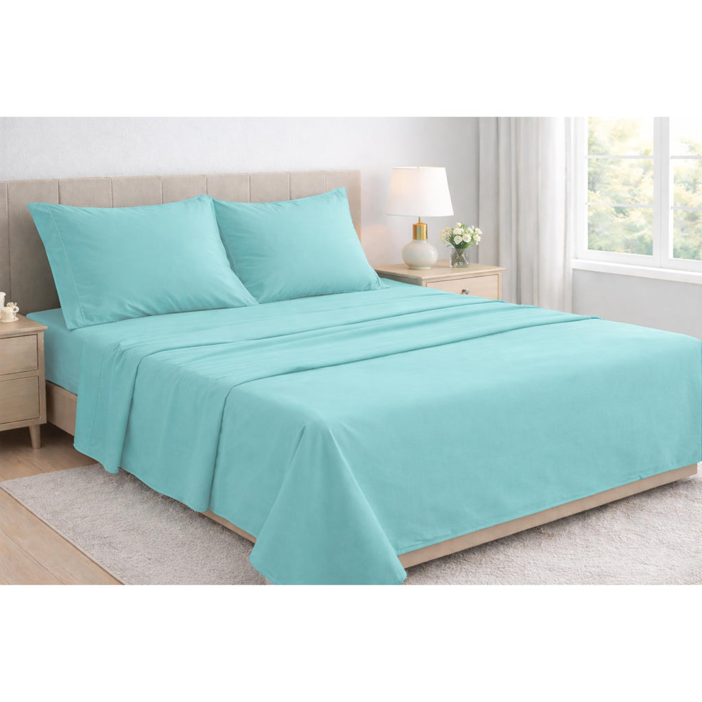 Percale Cotton Sheet Set Twin Size, 3‐Piece, 100% Combed Cotton Sheets, Crisp & Cool, 15 in Deep‐Pocket Fitted Sheet