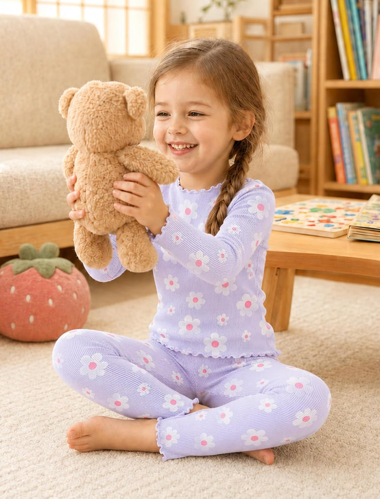 Toddler Girls Pajamas Bamboo Viscose Long Sleeve Snug Fit 12M