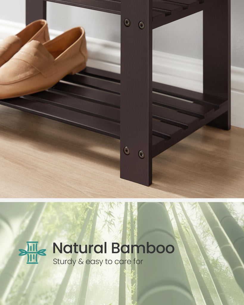 Bamboo Shoe Bench, 3-Tier Shoe Rack, 11.9 x 20.5 x 19.2 Inches