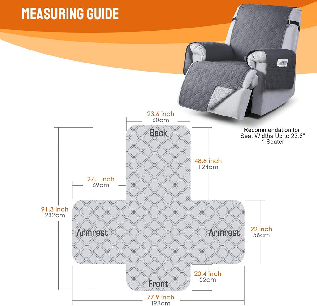 100% Waterproof Recliner Chair Covers, Recliner Cover Non-Slip Dog Chair Cover Furniture Protector Washable Slipcover