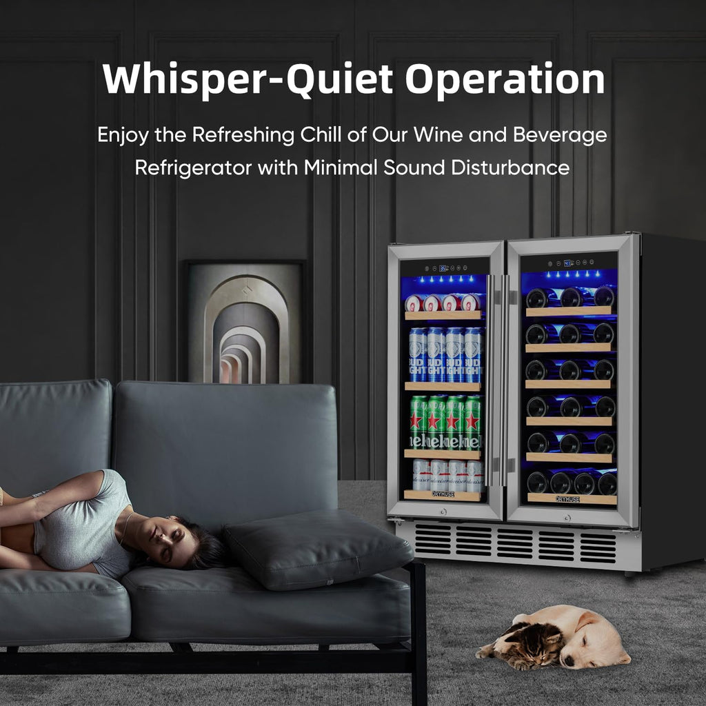 Wine and Beverage Refrigerator 30 Inch, Beverage Fridge Dual Zone with Upgraded 