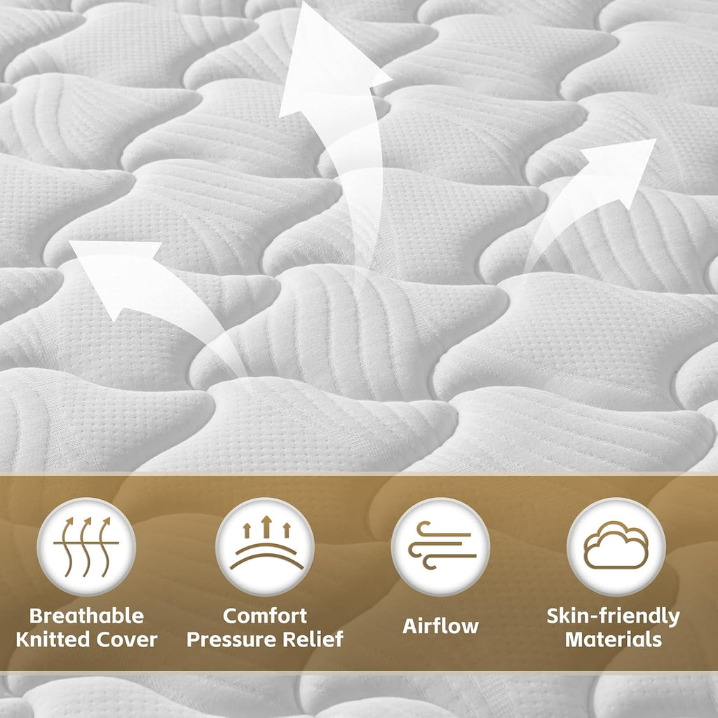 Full Size Mattress, 12 Inch Full Mattress,Hybrid Mattresses in a Box with Memory Foam and Individual Pocketed