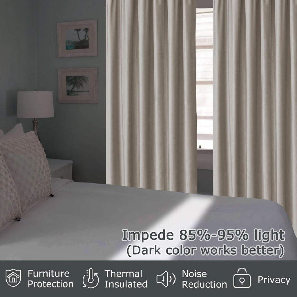 Blackout Curtains Pinch Pleated Drapes Velvet Drapes for French Door Thermal Insulated Curtain for Living Room