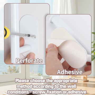 Adhesive Curtain Holdbacks, Screw-in Curtain Tiebacks, White - 2 Pcs