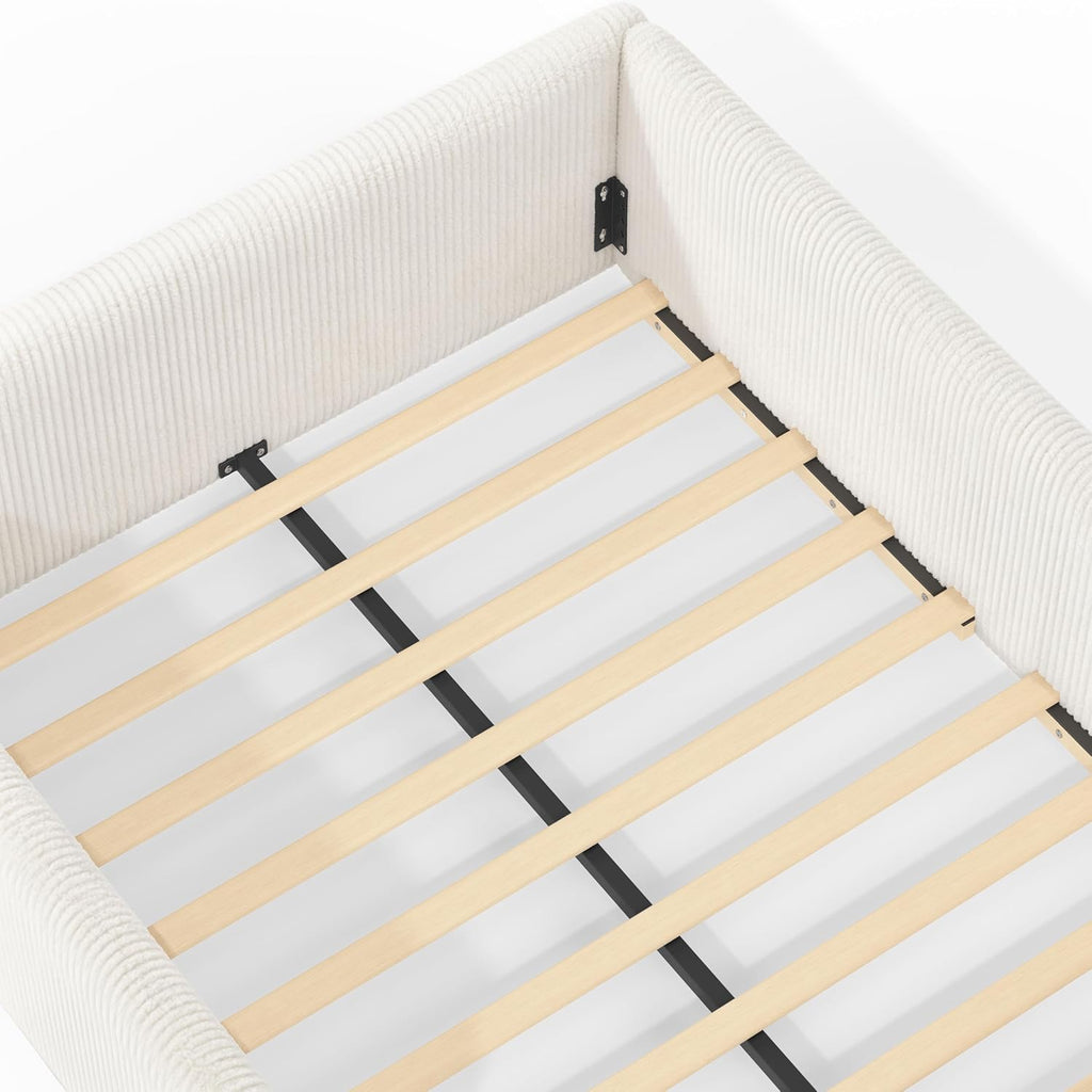 Corduroy Upholstered Montessori Floor Bed Frame, Beige