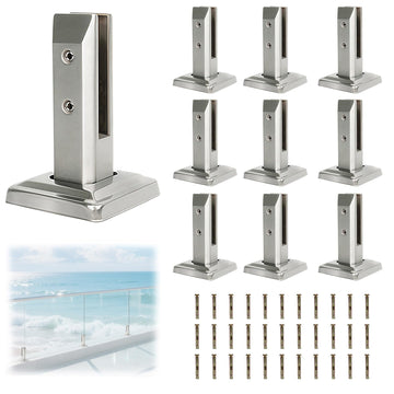 10 PCS Square Glass Railing Spigots, 304 Stainless Steel Fence Clip