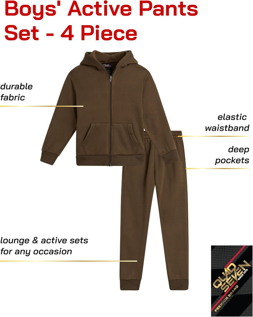 Toddler Boys 4 Piece Fleece Zip Hoodie and Jogger Tracksuit
