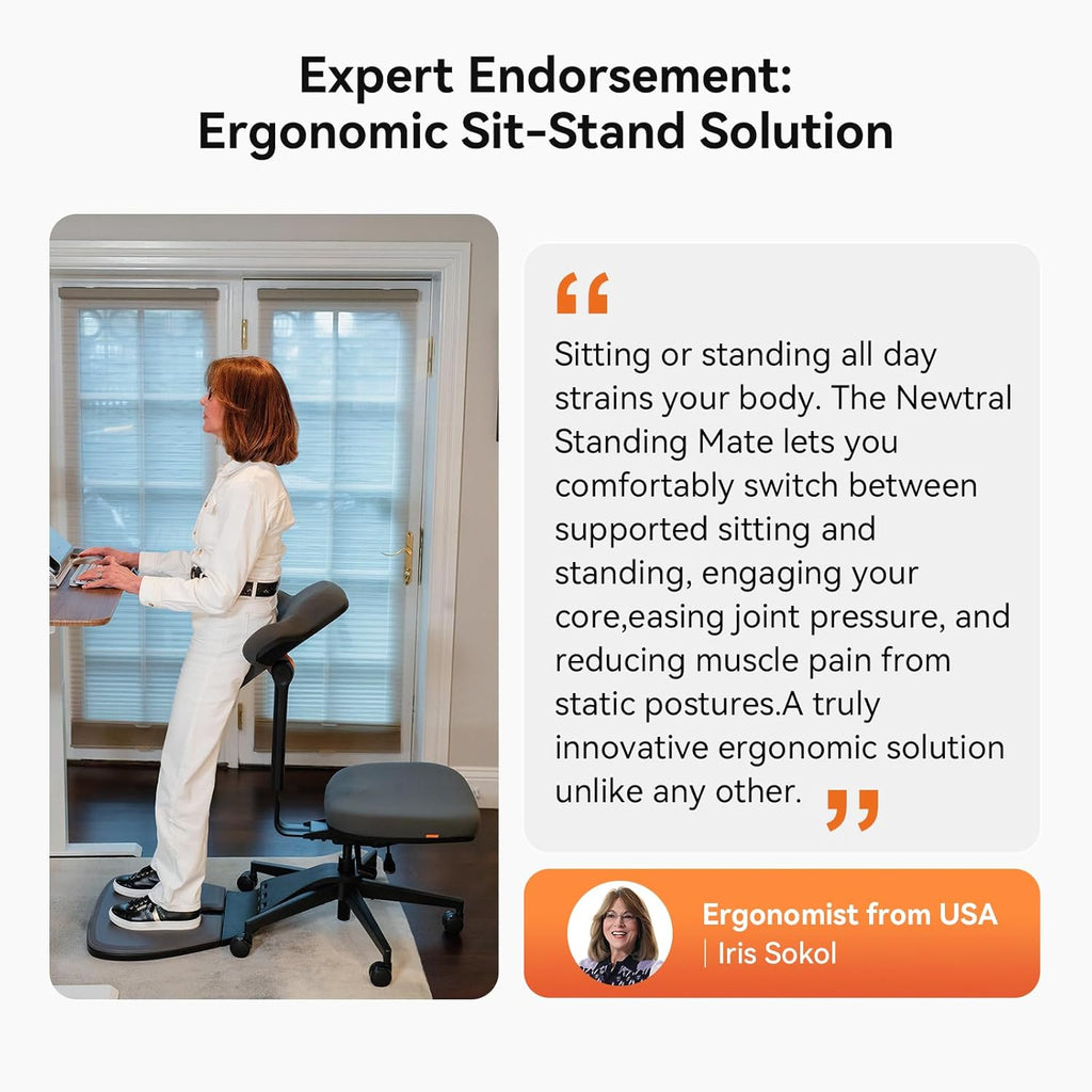 Standing Desk Chair, Standing Mate Chair for Sit-Stand, Ergonomic Leaning Perch Chair with Anti-Fatigue Mat, Standing