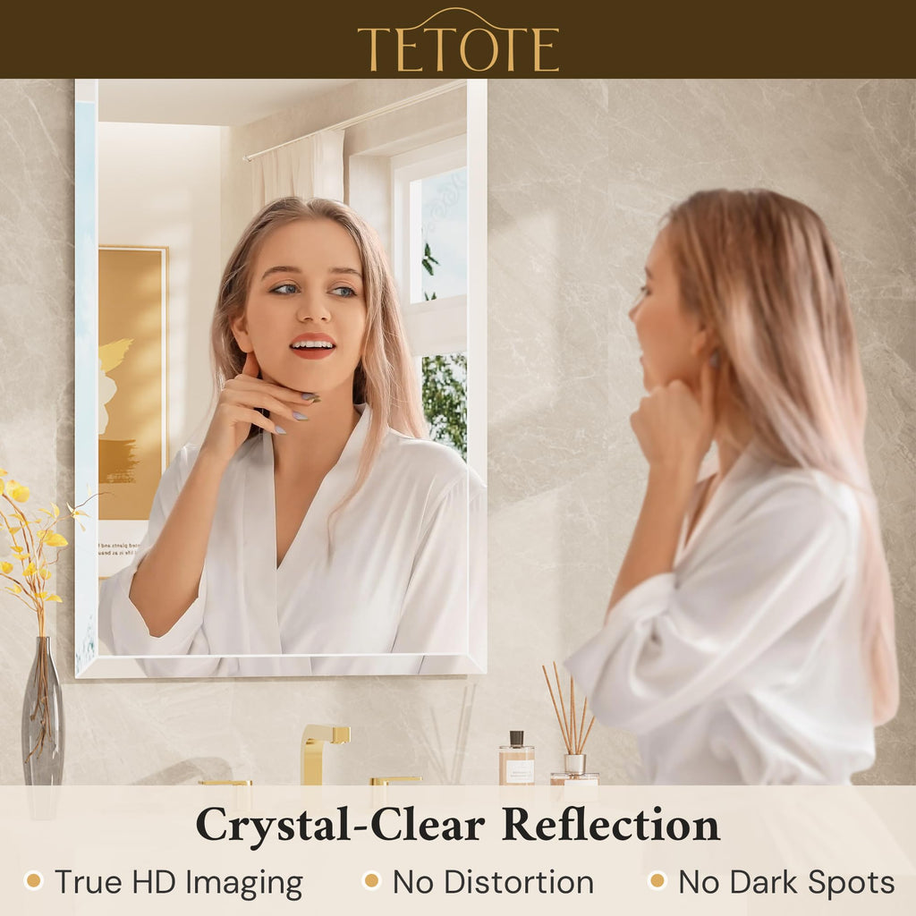 36" x 36" Rectangle Tempered Mirror with Frameless Beveled Edge for Vanity and Bathroom