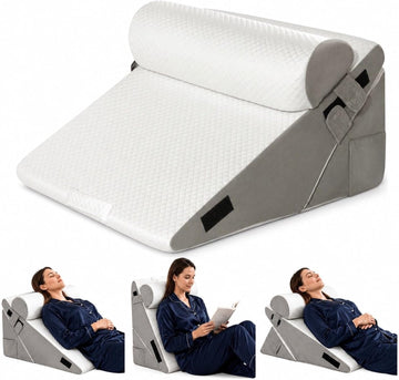 10-in-1 Adjustable Design 3PCS Wedge Pillow for Sleep Apnea, Wedge Pillow for Acid Reflux Relief, Orthopedic