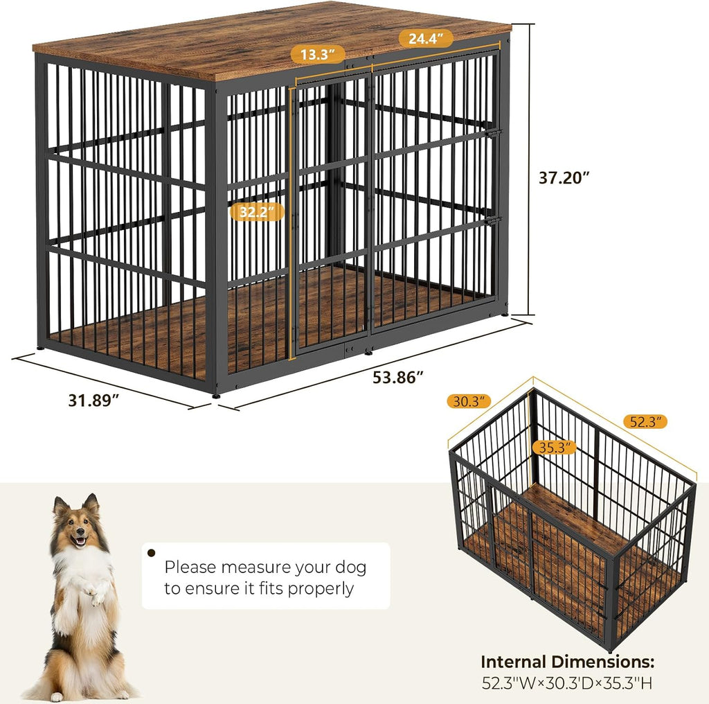 Dog Crate Furniture with Foldable Door, Rustic Brown