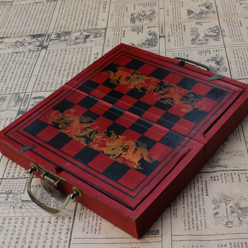 Vintage Chinese Terracotta Warrior 32 Chess Set Wood Table Chess Games Gift