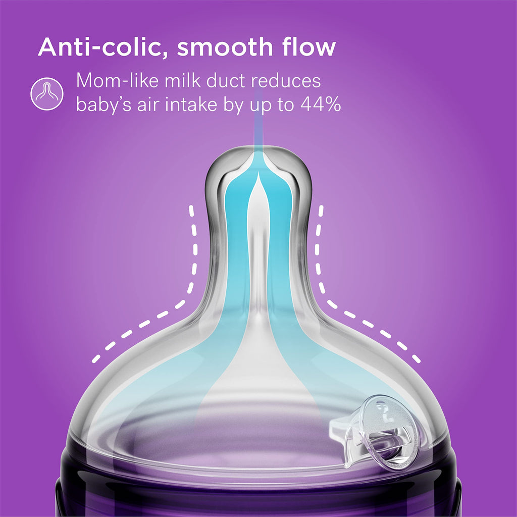 Baby Bottle Set with Stage 0 Slow Flow Anti Colic Nipple, 10 Oz / 300 ml Capacity, 3X Pack of Anti Colic Baby Bottles