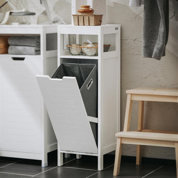 Tilt Out Laundry Hamper Cabinet, 35.4 x 11.8 x 11.8 in, White