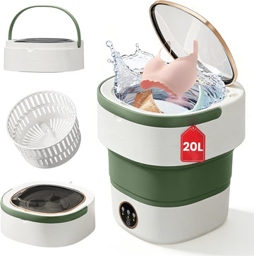 Portable Washing Machine - 20L Mini Foldable Washer with Spin Basket, 3 Cleaning Modes & Deep Cleaning for Small