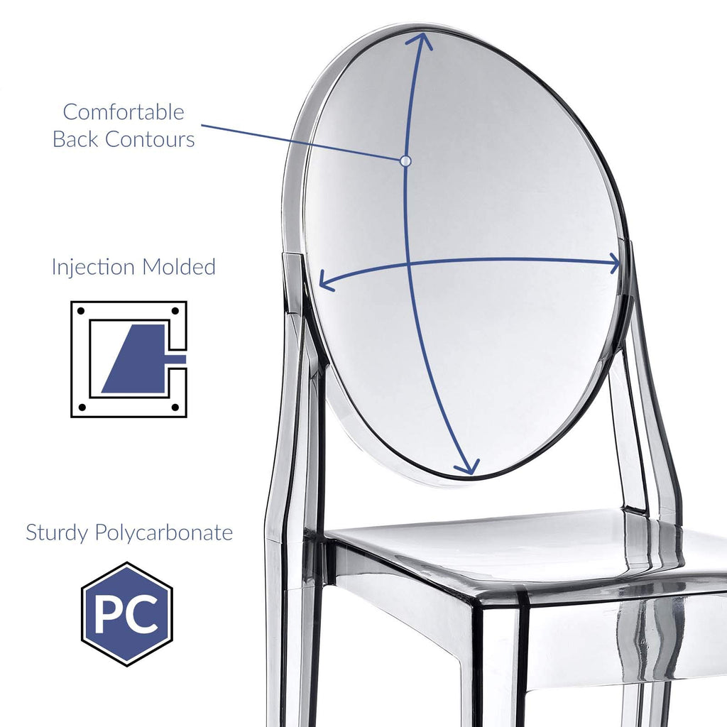 Casper Modern Acrylic Stacking Kitchen and Dining Room Chair in Smoke - Fully Assembled