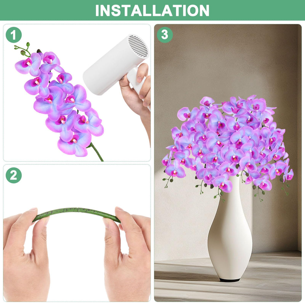 Artificial Orchid Flowers 9 Large 37" 6Pcs Lilac