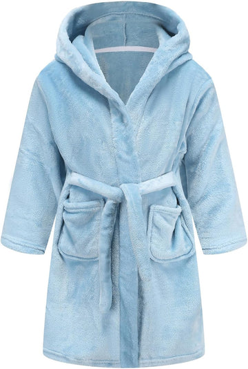 Girls Fleece Hooded Robes, Warm Printed Bath Robe for Kids Soft Fuzzy Bathrobe for Gifts