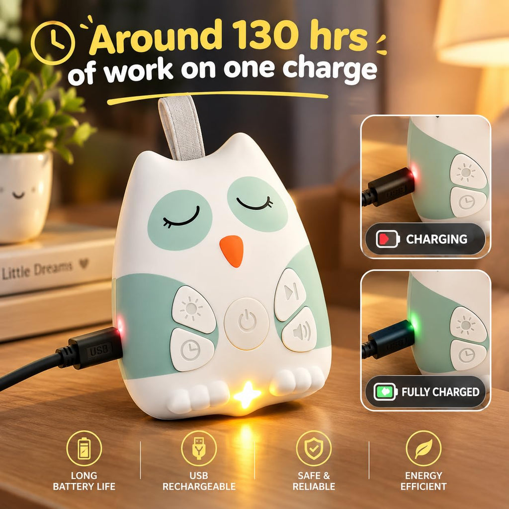 Portable Baby White Noise Sound Machine for Sleeping, Cry Activated Sensor, 20 Sounds for Kids, Night Light, Timer, for