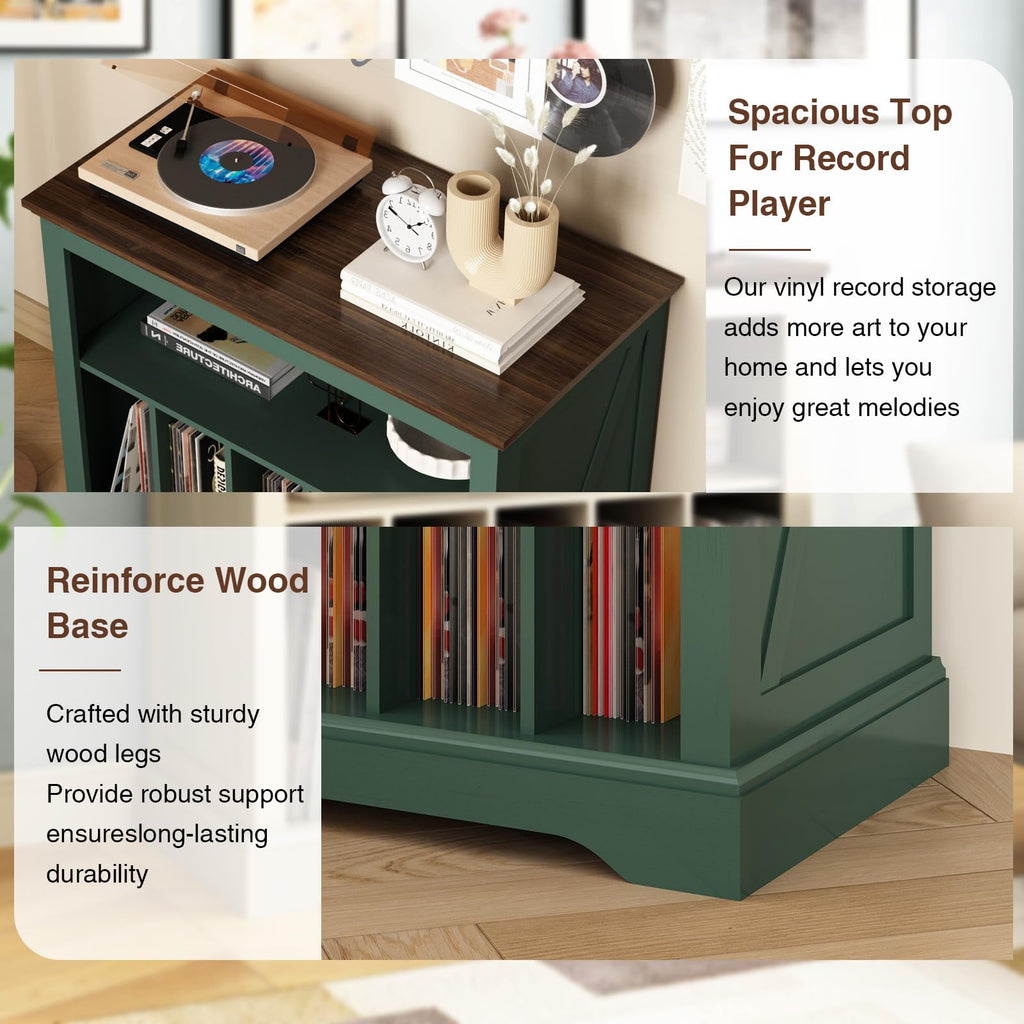 Large Farmhouse Record Player Stand, 31.5" Turntable Stand, Green