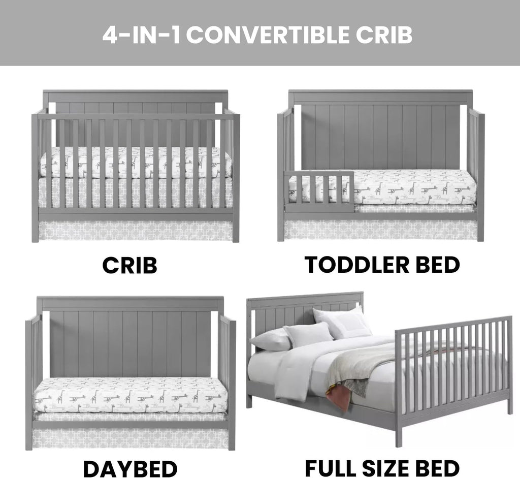 4-in-1 Convertible Crib, Dove Gray, GreenGuard Gold Certified