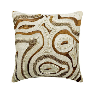 Decorative Pillow Covers, Decorative Ivory & Gold 18"x18" (45x45 cm) Throw Pillow Covers, Silk Beaded Sequins & Sea