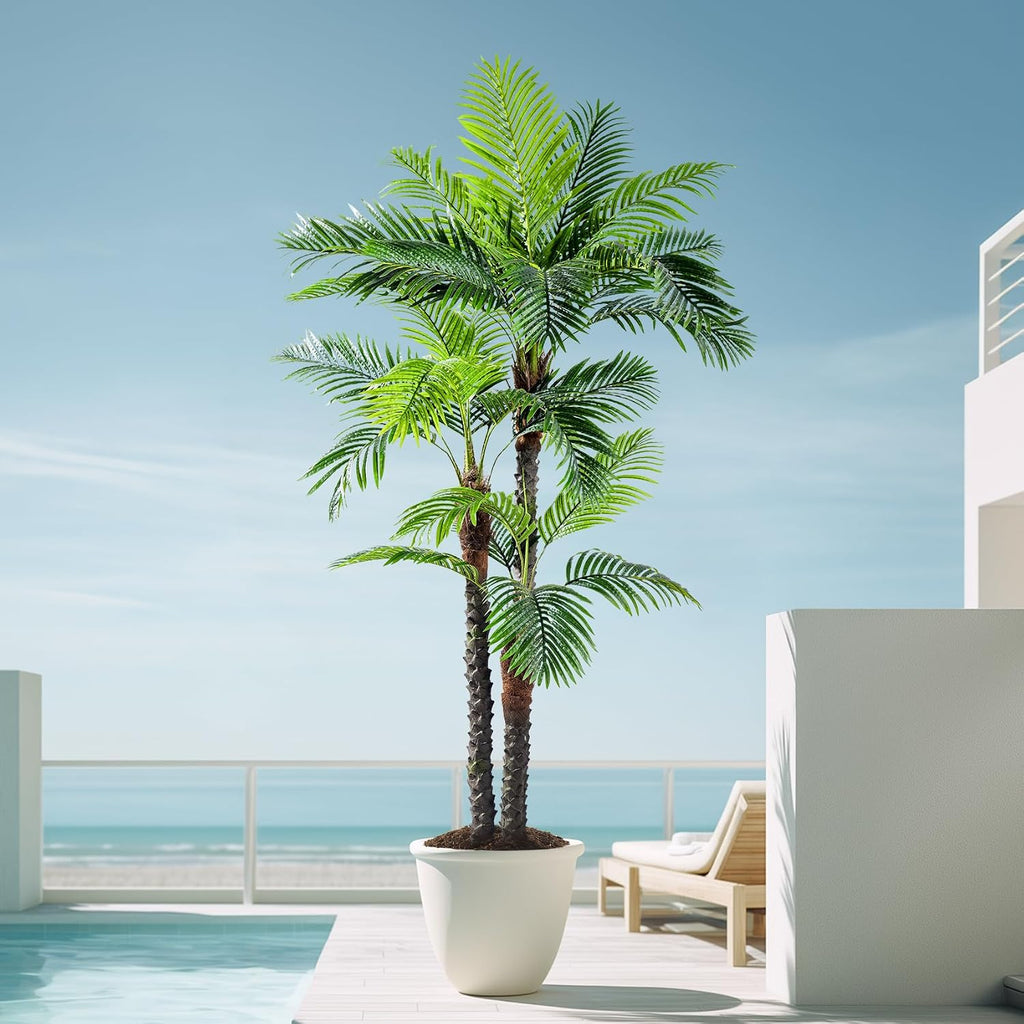 8.2FT Artificial Phoenix Palm Tree Artificial Plants Indoor Outdoor Large Faux Coconut Silk Palm Tree Tropical Fake