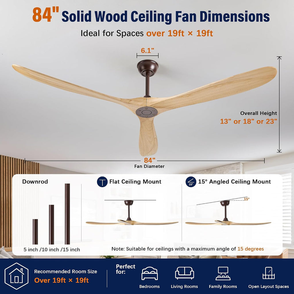 Inspired Maverick Style 84" wood ceiling fan, Oil Rubbed Bronze