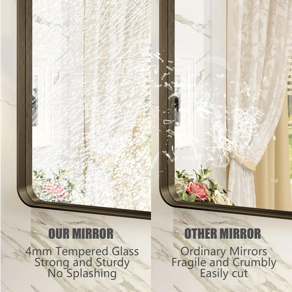 24x32 Inch Brushed Bronze Bathroom Vanity Mirror