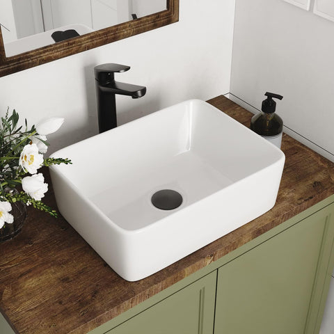 Rectangle Vessel Sink Liberty 16" x 12'' White Bathroom Sinks Ceramic Above Counter Sink Bowl A131-B0C38TT7ZS