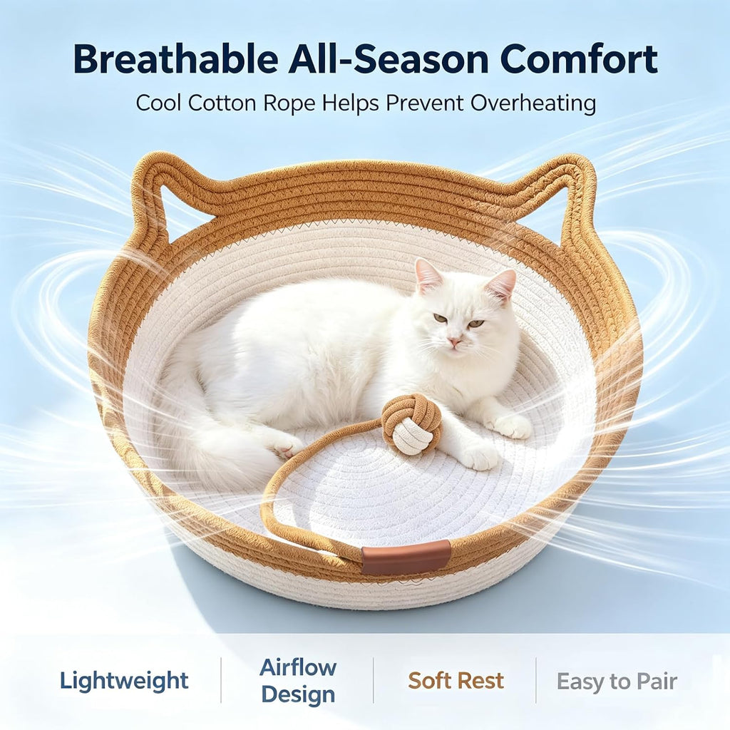 Large Instinct Basket for Cats Rope Cotton Handwoven Cat Basket