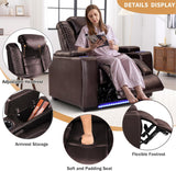 ANJ Power Home Theater Seating Recliner Chairs Set of 3, PU Leather Recliner with Cup Holder