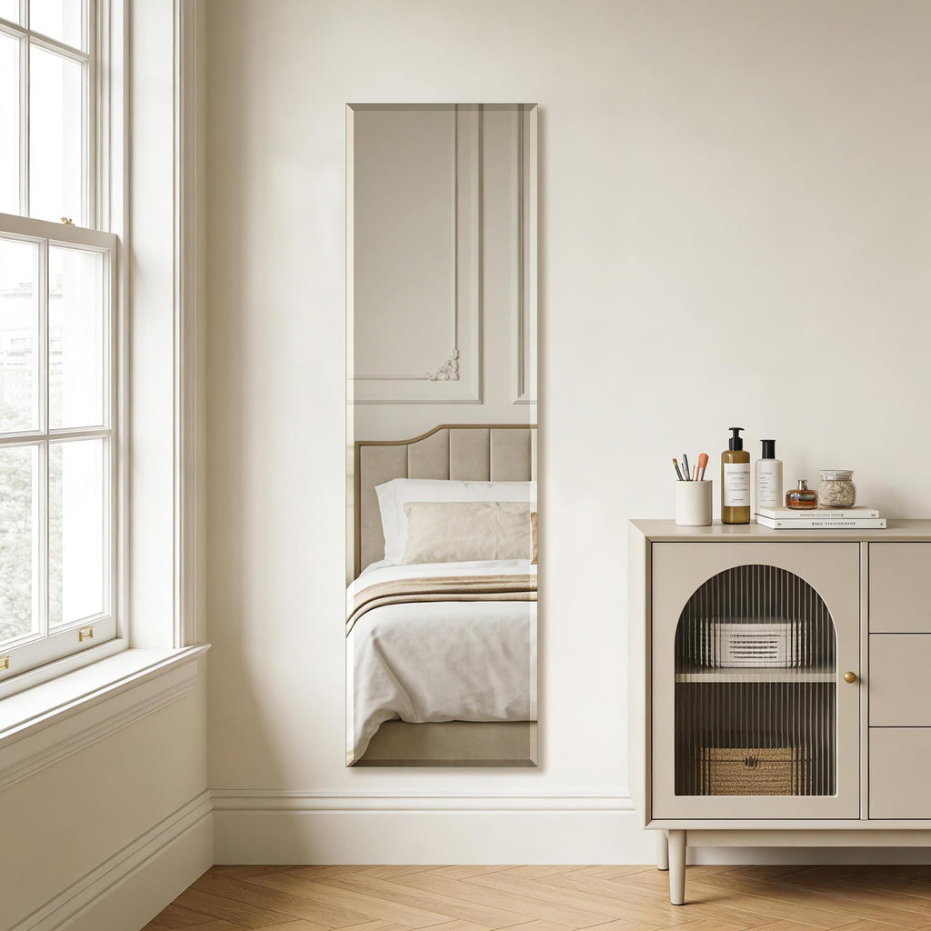 Frameless Full Length Mirror for Wall, 55x16 Inch Bathroom Vanity Mirror