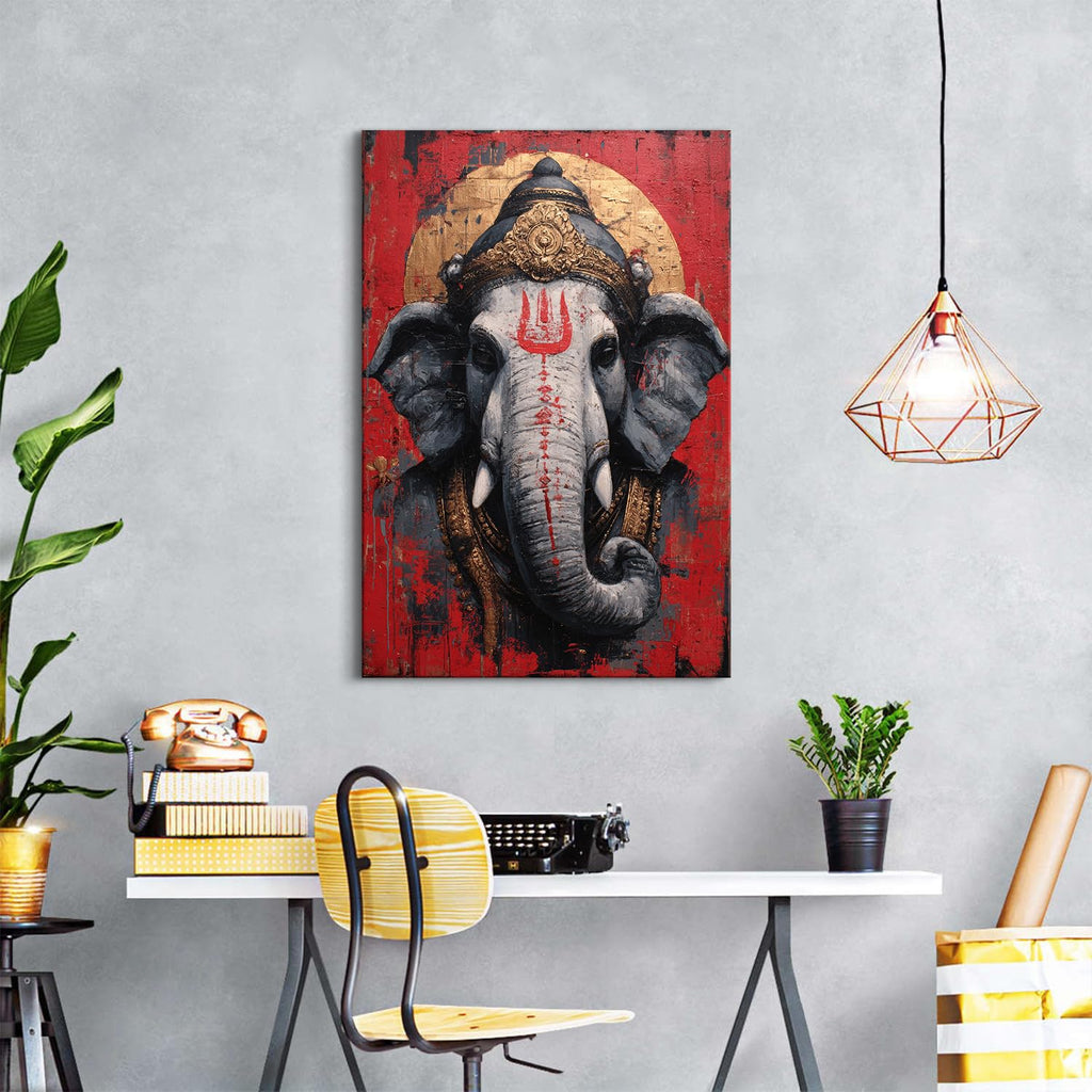 Abstract Elephant Wall Art Watercolor Paintings Wall Decor Hinduism Religion Canvas Picture for Yoga Spa Meditation