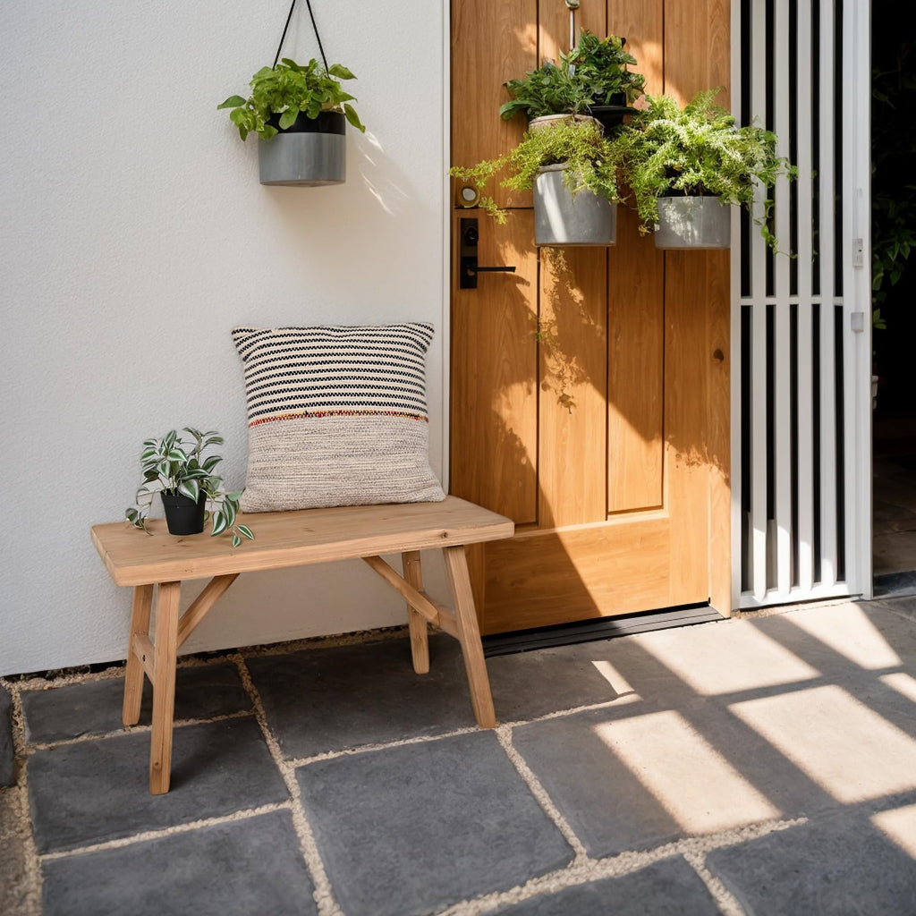 30" Solid Wood Entry Bench - Rustic Farmhouse Style Hallway Seating Entryway - Handcrafted Natural Finish