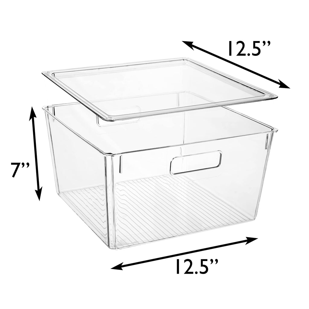 Plastic Storage Bins with Lids, Pantry Organizer, XL, 4 Pack