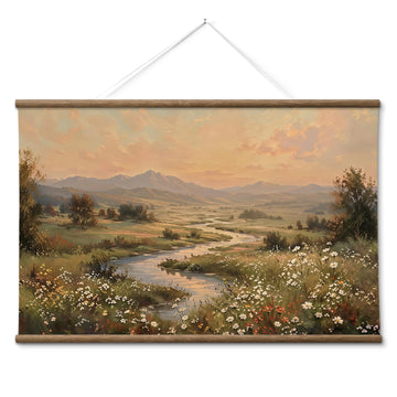 Extra Large Framed Wall Art, Wildflower Mountain Landscape, 36x54In