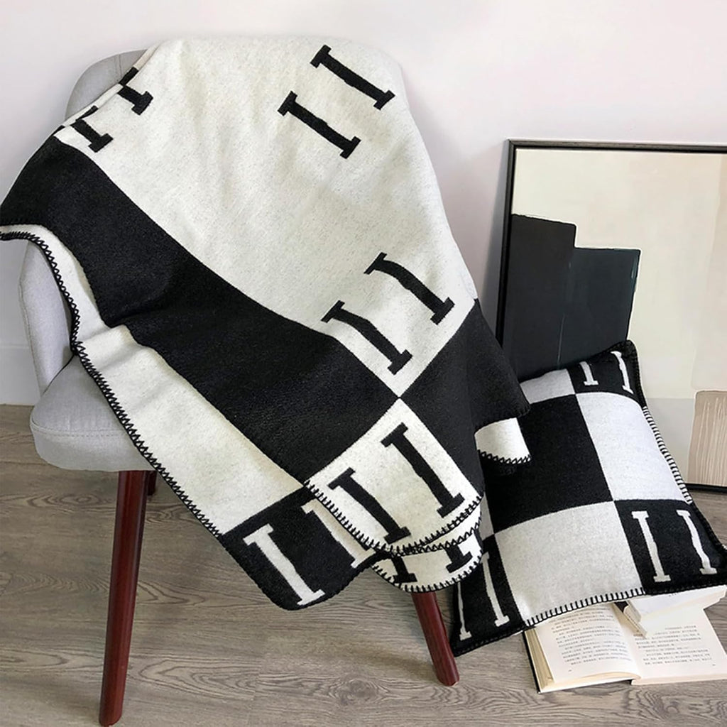H Blanket 2026 Upgrade Thick Knitted Throw Blanket for Couch Soft Throw Blanket Faux Fleece Cashmere Plaid Warm Shawl
