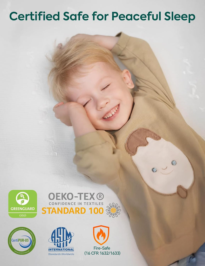 Breathable Crib Mattress, Dual Sided, Memory Foam Toddler Mattress | Machine Washable Cover, Waterproof Inner Liner