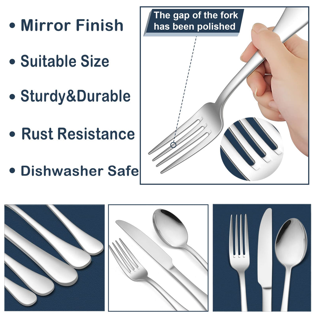 18/10 Silverware Set, 40-Piece Stainless Steel Flatware Service for 8, Luxury Cutlery with Ultra Sharp Serrated