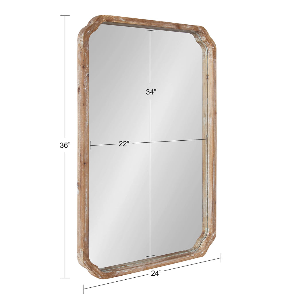 Marston Farmhouse Rectangle Wall Mirror; 24 x 36; Rustic Brown; Decorative Rustic Mirror for Wall