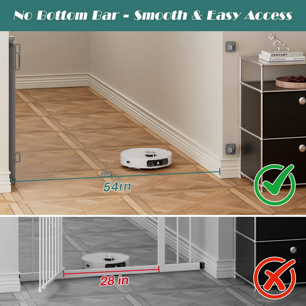 Retractable Baby Gate for Stairs, Dog Gate Indoor 55" Wide × 34" Tall Gray.