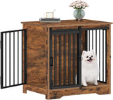 27.2" Dog Crate Furniture with Barn Door, Heavy Duty Dog Kennel Indoor with 2 Doors