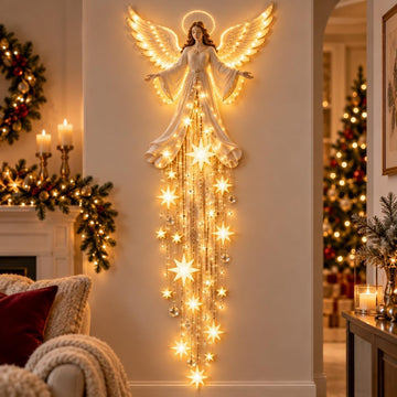 Angel Blessing Wall Light, Starglow Cascading Christmas Angel with Glowing